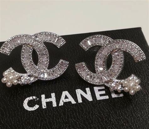 chanel black and white diamond earrings|authentic Chanel earrings.